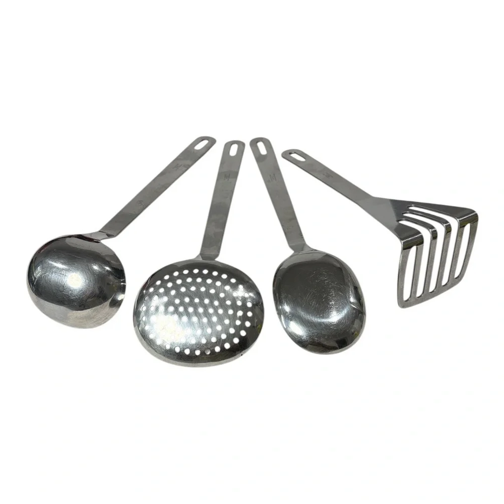Kitchen Cooking Utensil 4 Pc Set Ladel Skimmer Spoon Masher Stainless Steel - Picture 3 of 5